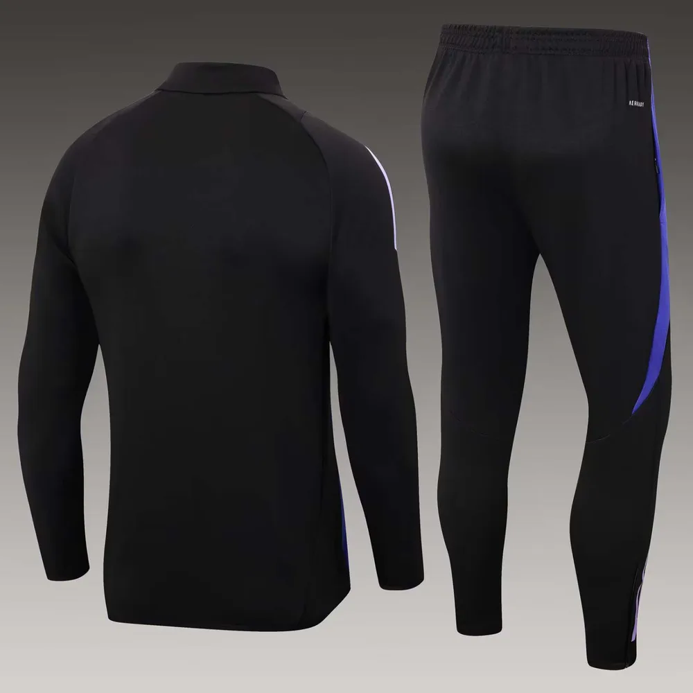 Conjunto de Camiseta de Fútbol Chaqueta Cremallera Larga Negra 2024 de Alemania AAA calidad aficionado