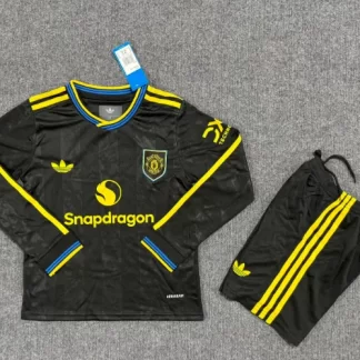 2025/2026 Camiseta de fútbol manga larga Manchester United Tercera Visitante calidad tailandesa Talla infantil