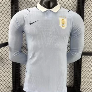 2026 Camiseta de Fútbol Manga Larga Versión Jugador Local Selección Nacional de Uruguay Calidad Tailandesa