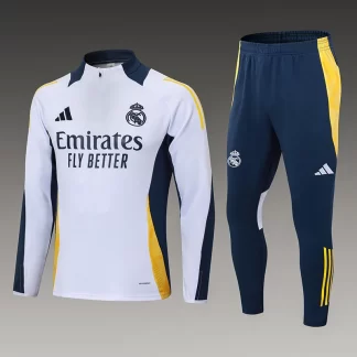 2024/2025 Real Madrid Chándal de Entrenamiento Semi-Ajustado Blanco Camiseta de Fútbol Calidad Tailandesa Set
