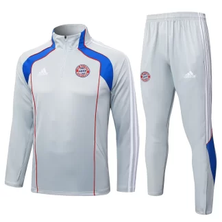 2025/2026 Chándal de Entrenamiento Media Cremallera Bayern Munich Gris Claro Estilo Retro Camiseta de Fútbol Calidad Tailandesa Set
