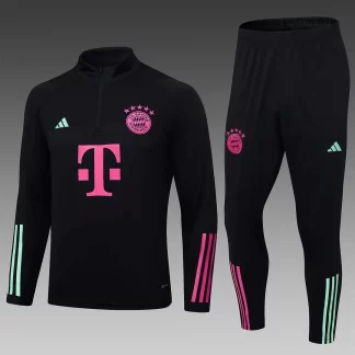 Conjunto de Entrenamiento de Media Cremallera Negro Bayern Múnich 2023/2024 Calidad Tailandesa