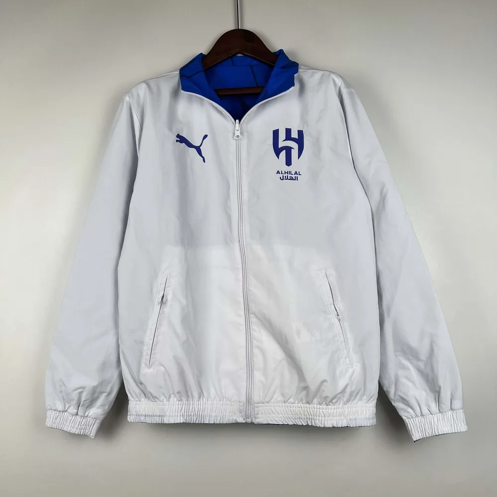 Chaqueta cortavientos reversible del Al-Nassr 2023/2024 (blanca-azul) Camiseta de fútbol Calidad Tailandesa