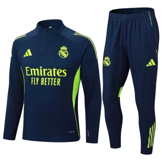 2025-2026 Real Madrid Conjunto de Entrenamiento Media Cremallera Azul Real Camiseta de Fútbol Calidad Tailandesa Set