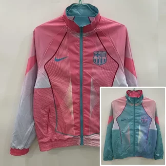 2025/2026 Barcelona Chaqueta Cortavientos Reversible azul y rosa Camiseta de Fútbol Calidad Tailandesa
