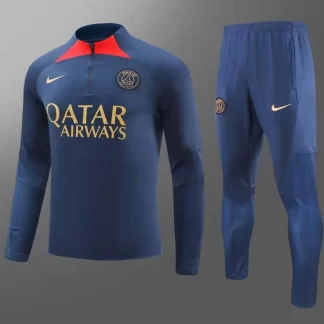 2023/2024 Psg Paris Saint-Germain Chándal de Entrenamiento Semi-Cremallera Azul Marino Set