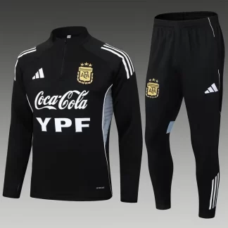2025 Conjunto de Entrenamiento Semipull Negro Camiseta de Fútbol Argentina AAA calidad aficionado