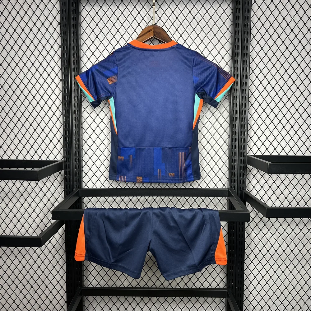 Camiseta de fútbol visitante de Países Bajos 2024 AAA calidad fan talla infantil