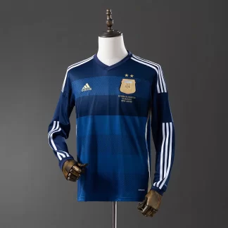 2014 Retro Argentina Selección Nacional Visitante Manga Larga Camiseta