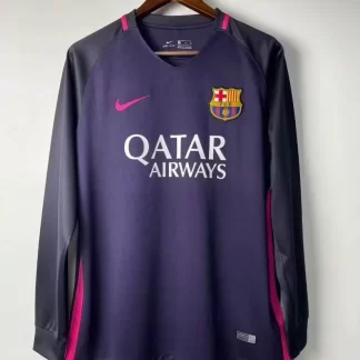 Camiseta de Fútbol Visitante Retro de Manga Larga de Barcelona 2016/2017 Calidad Tailandesa