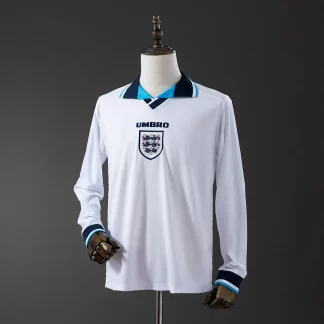 Camiseta Retro 1996 England Home Manga Larga AAA calidad fan