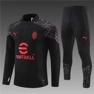 Chándal de Entrenamiento 2023/2024 AC Milan Negro Camiseta de Fútbol Calidad Tailandesa Set