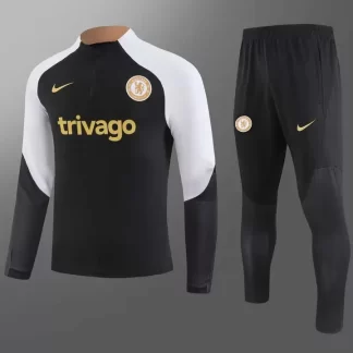 Chándal de Entrenamiento Semi-ajustado Negro de Chelsea 2023/2024 Camiseta de Fútbol Calidad Tailandesa