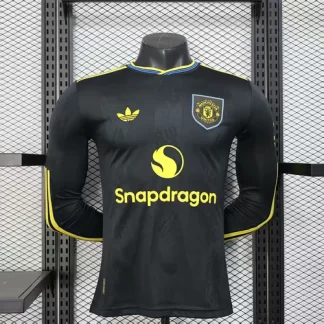 2025/2026 Manga Larga Versión Jugador Manchester United Tercera Camiseta de Fútbol Visitante Calidad Tailandesa