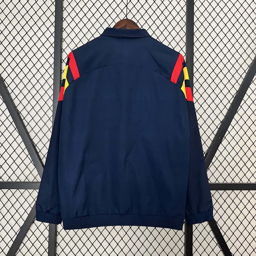 2024 España Cortavientos Azul Marino Camiseta de Fútbol AAA Grado Aficionado