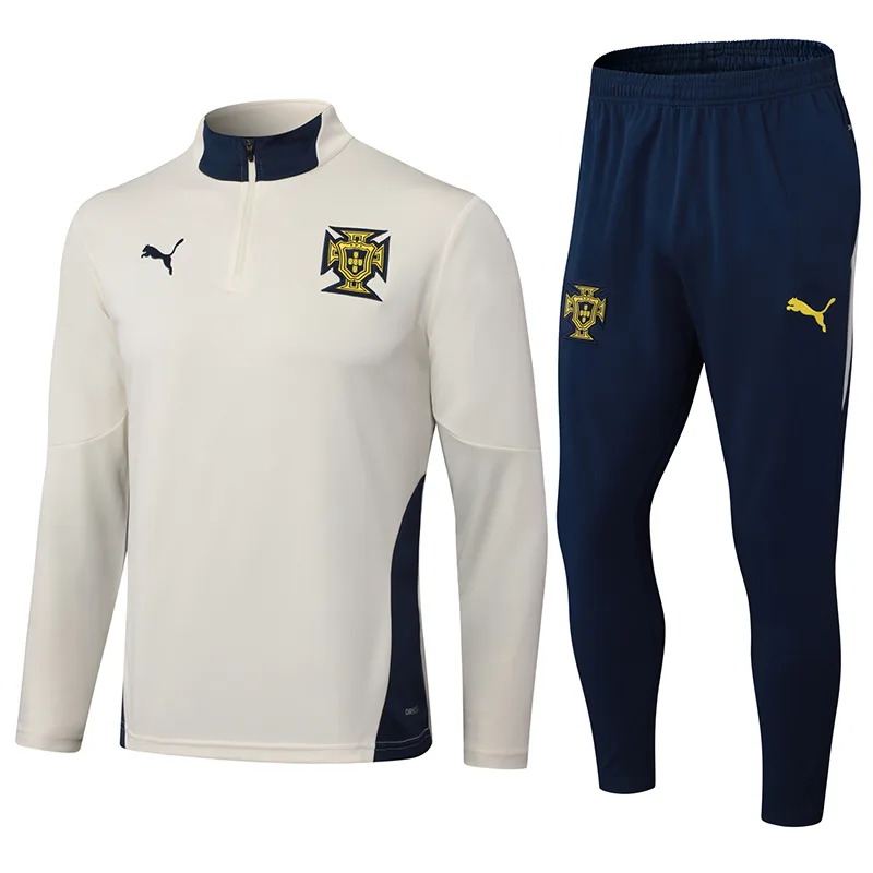 2025-2026 Conjunto de Entrenamiento Semiabierto de Portugal Beige Camiseta de Fútbol