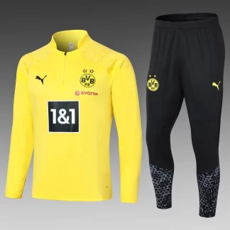 Conjunto de entrenamiento de media cremallera amarillo del Dortmund 2023/2024 calidad tailandesa