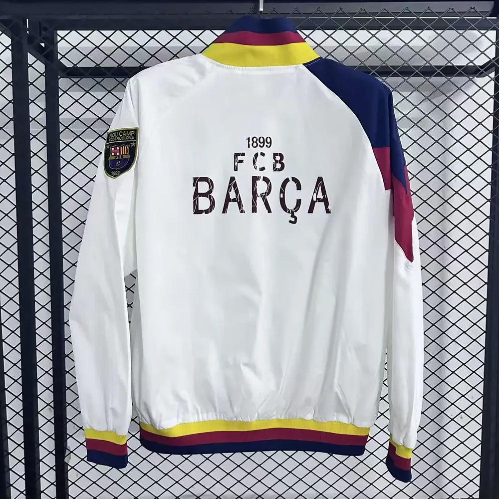 2025-2026 Cortavientos Barcelona Blanco Camiseta Calidad Tailandesa