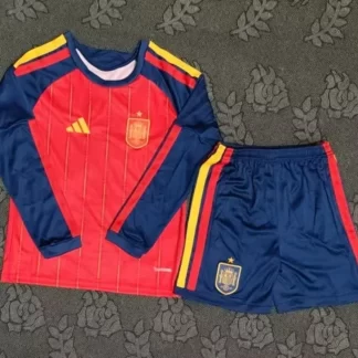 Camiseta de Fútbol España Local 2026 Manga Larga Calidad Tailandesa Talla Infantil