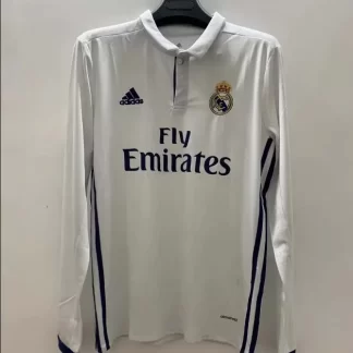Camiseta de Fútbol Retro Manga Larga Real Madrid Local 2016/2017 Calidad Tailandesa