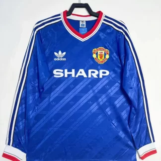 1986/1988 Retro Manga Larga Manchester United Tercera Equipación Visitante Camiseta de Fútbol Calidad Tailandesa