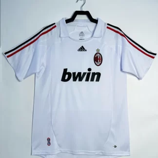 Camiseta de fútbol de visitante retro del AC Milan 2007/2008 Calidad Tailandesa