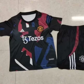 2025/2026 Uniforme de Entrenamiento Prepartido Manchester United Camiseta de Fútbol Calidad Tailandesa Talla Infantil
