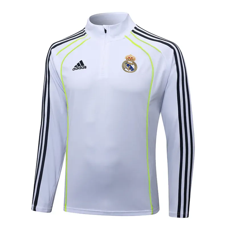 Conjunto de entrenamiento retro blanco de tiro medio Real Madrid 2025-2026 Calidad Thai