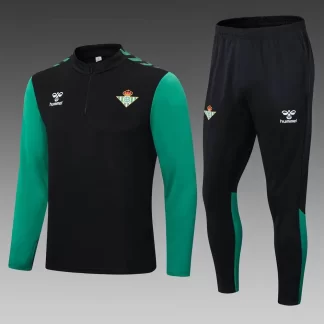 2022/2023 Real Betis Chándal de Entrenamiento Semi-Cremallera Negro Camiseta de Fútbol Calidad Tailandesa Set