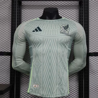 Camiseta de Visitante de la Selección de México Versión Jugador Manga Larga 2024 Calidad Tailandesa