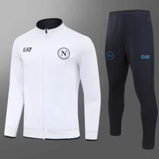 2024 Napoli Chaqueta Cremallera Larga blanca Camiseta de Fútbol Calidad Tailandesa Set