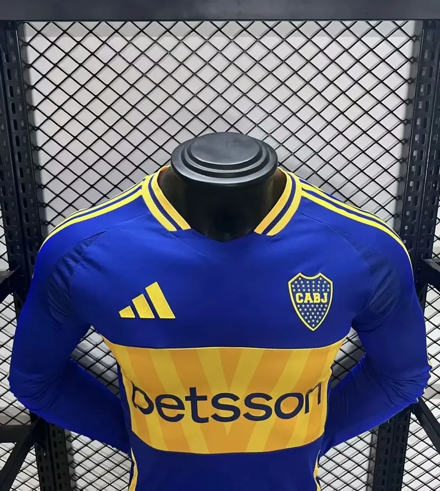 2024/2025 Camiseta de Fútbol Local Manga Larga Versión Jugador Boca Juniors Calidad Tailandesa
