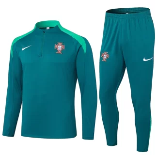 Conjunto de Entrenamiento de Media Cremallera Verde Oscuro Portugal 2024-2025