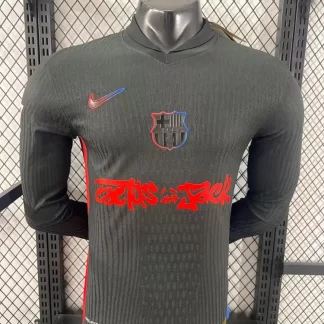 2024/2025 Camiseta de Fútbol Visitante Manga Larga Versión Jugador Barcelona x Travis Scott Collab Calidad Tailandesa