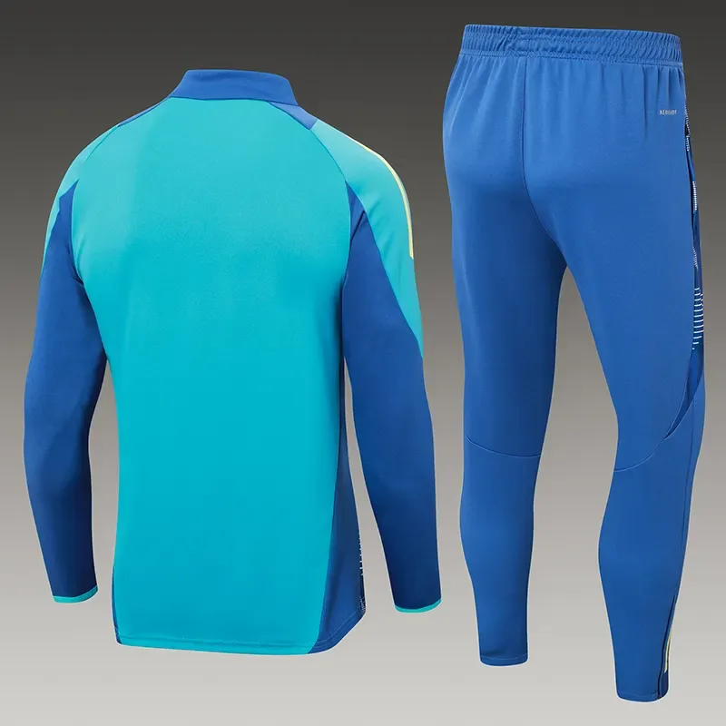 2024/2025 Conjunto de Entrenamiento Semi-Cuello Ajax Azul Celeste Camiseta de Fútbol Calidad Tailandesa