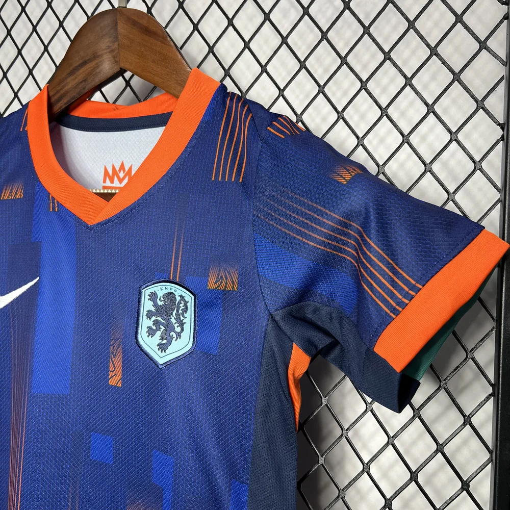Camiseta de Fútbol Países Bajos Visitante 2024 Calidad Tailandesa Talla Infantil