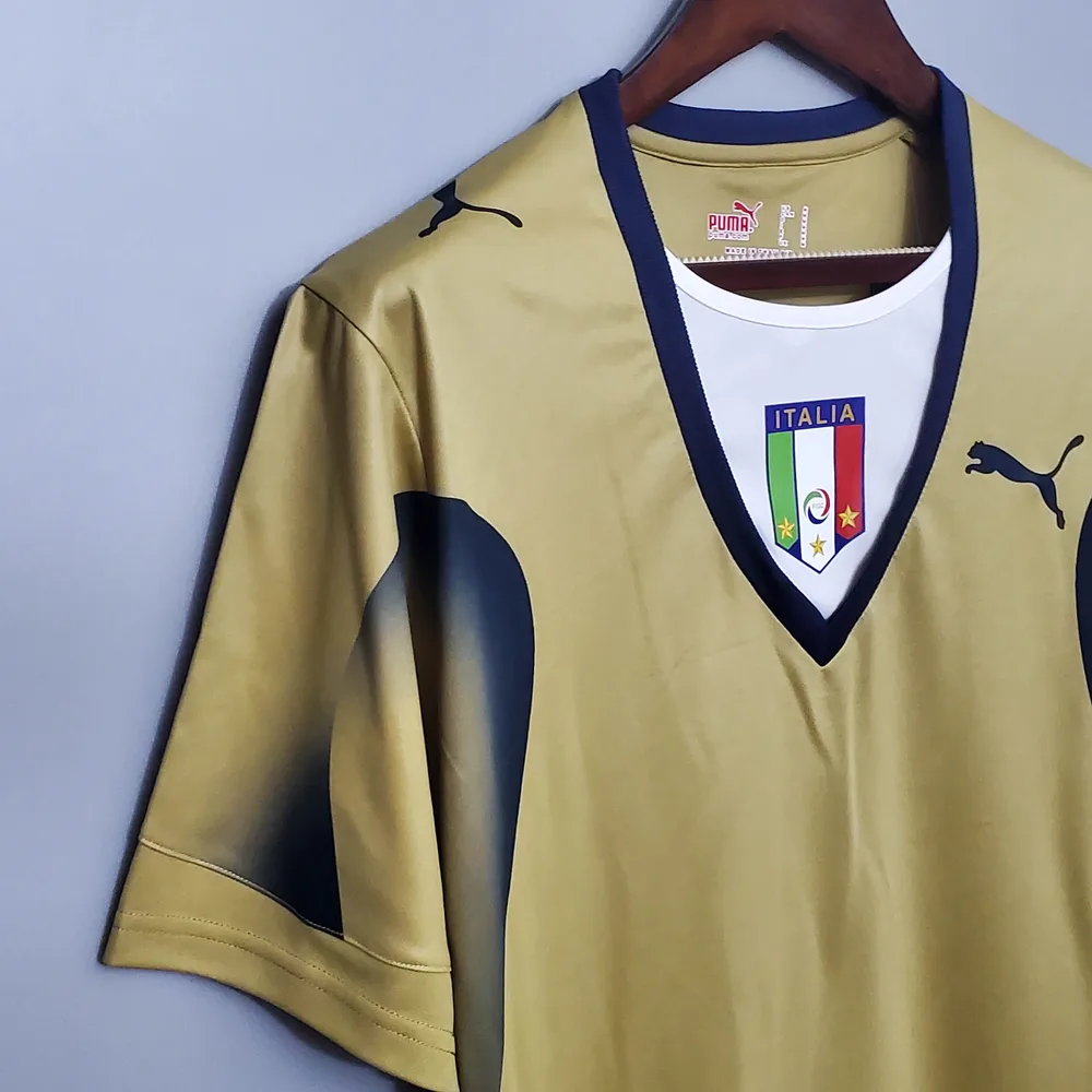 Camiseta de Fútbol Dorada de Portero Retro Italia 2006