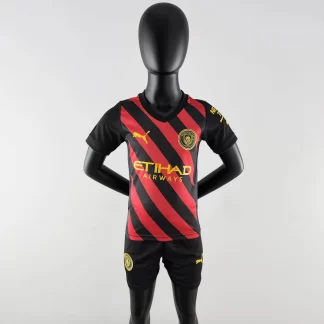 Camiseta de Fútbol Visitante Manchester City 2022/2023 Calidad Thai Talla Infantil
