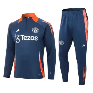 2024/2025 Conjunto de Entrenamiento Semi-Cuello Manchester United Azul Real Camiseta de Fútbol Calidad Tailandesa