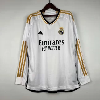 2023/2024 Manga Larga Real Madrid Camiseta de Fútbol Local Calidad Tailandesa