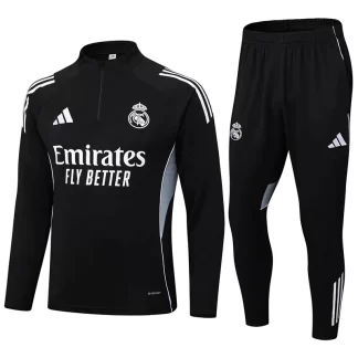 2025-2026 Real Madrid Chándal Entrenamiento Negro Media Cremallera Calidad Tailandesa Set