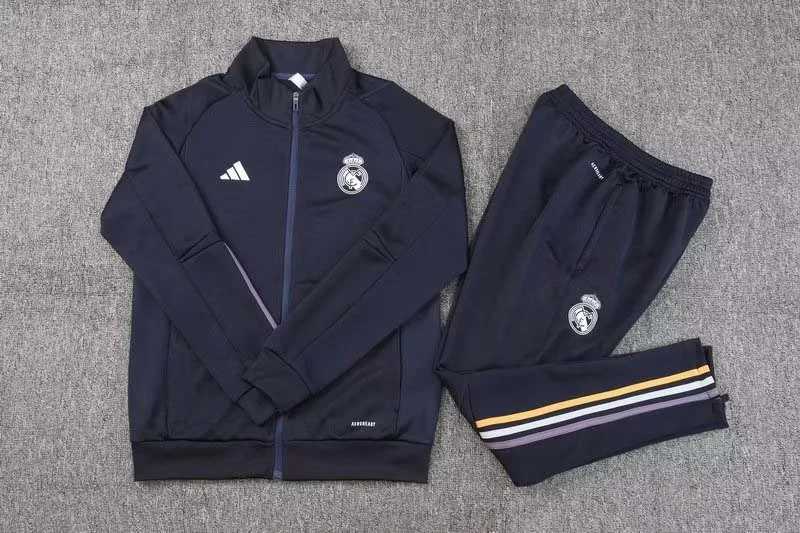 Camiseta de Fútbol Real Madrid Chaqueta Cremallera Larga Azul Marino 2023/2024 Set