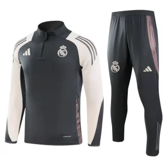 Chándal de Entrenamiento de Media Cremallera de Real Madrid 2024/2025 Gris Oscuro Real Calidad Tailandesa