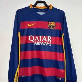 2015/2016 Camiseta de Fútbol Local Retro Barcelona Manga Larga Calidad Tailandesa