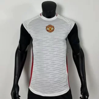 2025/2026 Versión Jugador Manchester United Ropa de Entrenamiento Blanca y Negra Camiseta Calidad Tailandesa