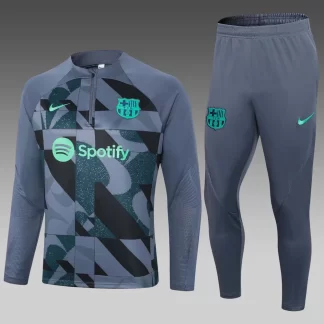 2023/2024 Barcelona Mono de Entrenamiento Semi-Cremallera Gris Conjunto de Camiseta