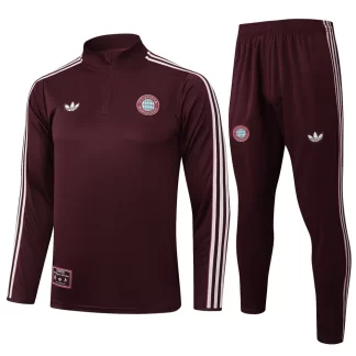 2025/2026 Chándal de Entrenamiento Media Cremallera Bayern Munich Rojo Oscuro Estilo Retro Camiseta de Fútbol Calidad Tailandesa Set