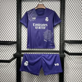 Camiseta de Fútbol Púrpura Edición Especial Y-3 de Real Madrid 2024/2025 Calidad Tailandesa Talla Infantil
