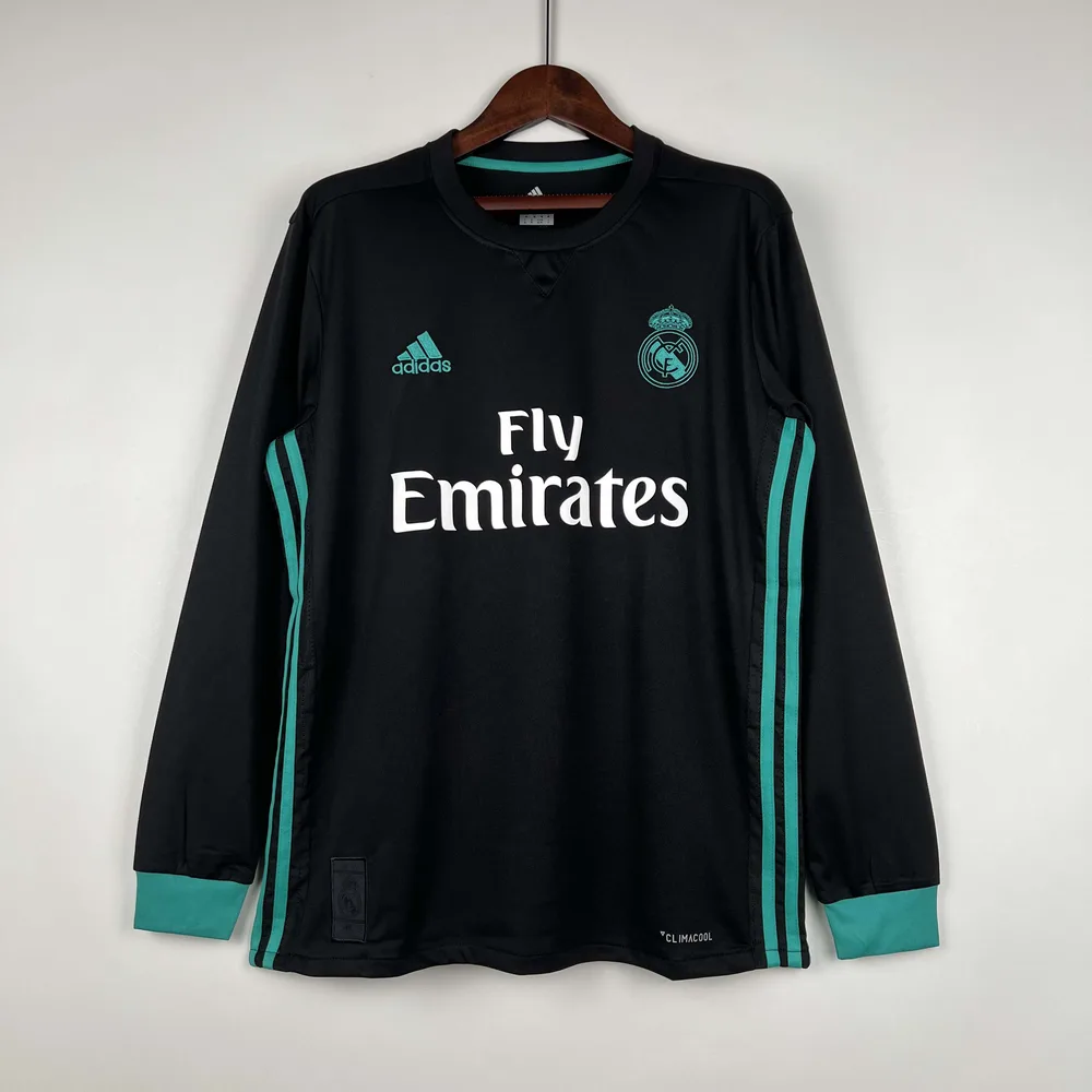 Camiseta de Fútbol Visitante de Manga Larga Retro del Real Madrid 2017/2018 Calidad Tailandesa