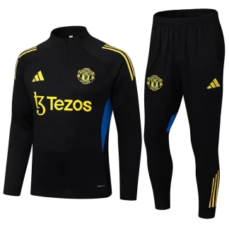2025/2026 Manchester United Conjunto de Entrenamiento Media Cremallera Negro Camiseta de Fútbol Calidad Tailandesa Set